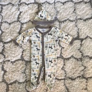 Cute animal footie PJs, footies, great condition includes hat